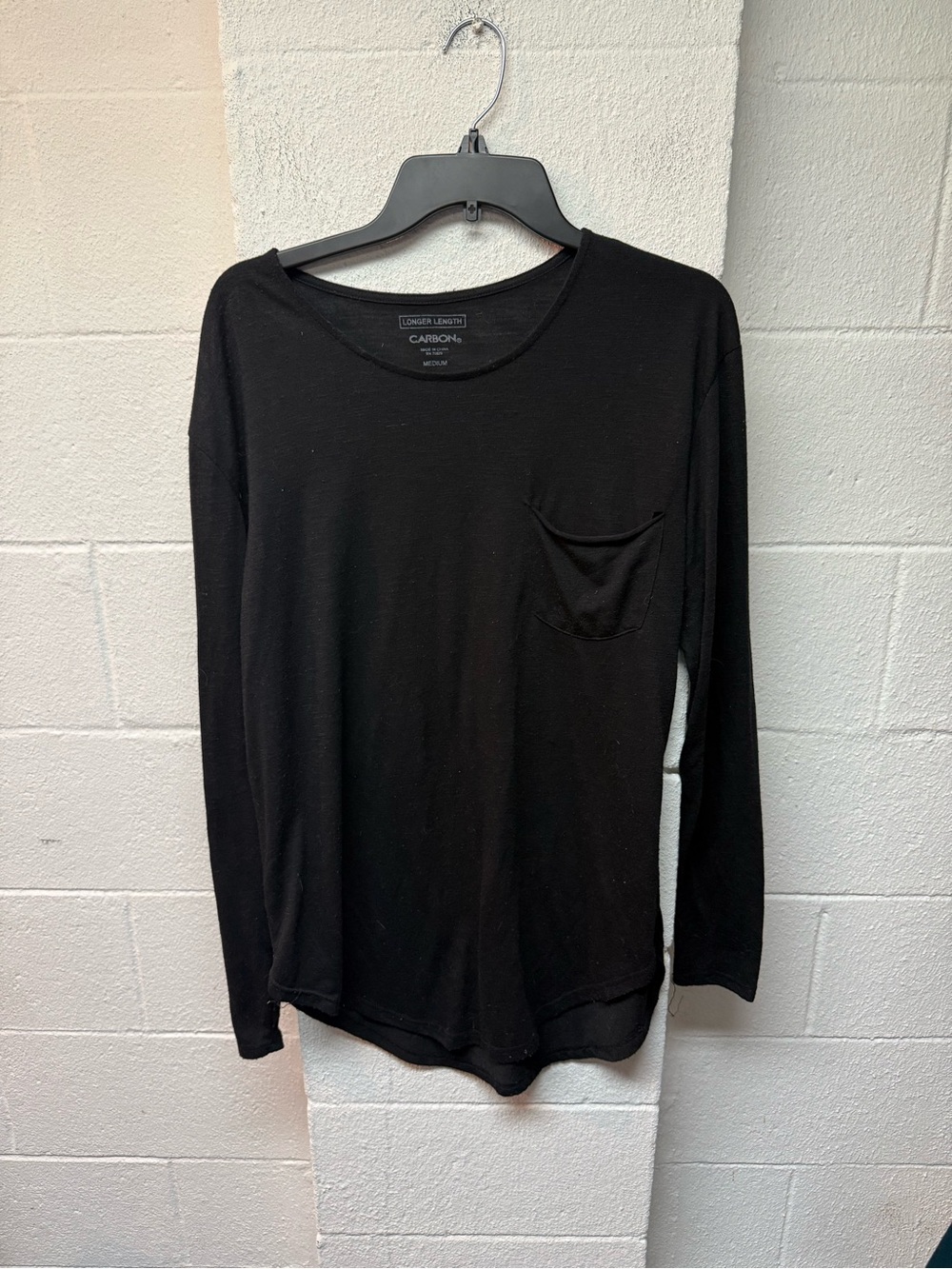 Carbon Men's Long Sleeve Pocket Tee — Black